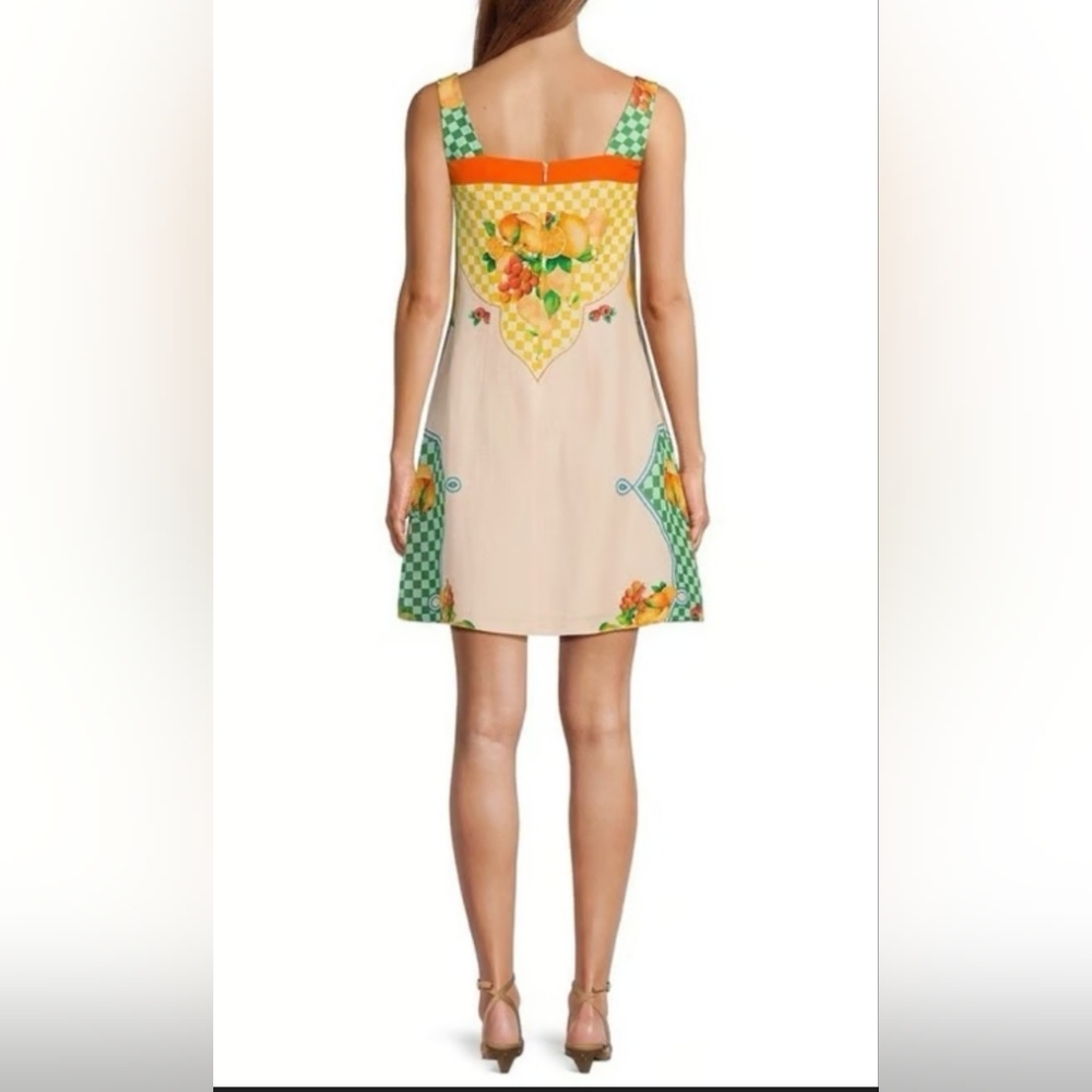 Antonio Melani Eliana Printed Fruit Citrus Mini Square Neck Dress - Picture 2 of 6